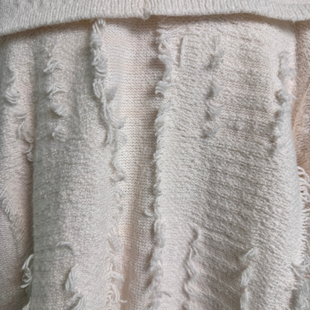 Pure Jill Knit Cardigan Womens L Cream Chunky Fringe Southwestern Western Boho - Picture 8 of 13